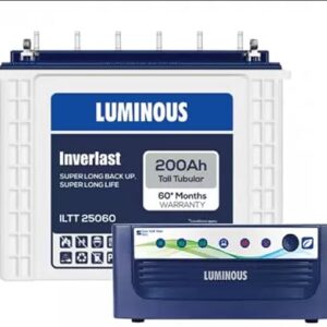 LUMINOUS Inverlast ILTT 25060 200Ah Tall Tubular Battery with Eco Volt Neo 850 Sine Wave Inverter Tubular Inverter Battery (200Ah)