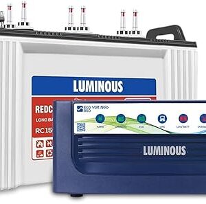 Luminous Inverter & Battery Combo for Home,Office & Shops| Eco Volt Neo 850 Pure Sine Wave 700VA/12V Inverter with Red Charge RC 15000PRO 120Ah...