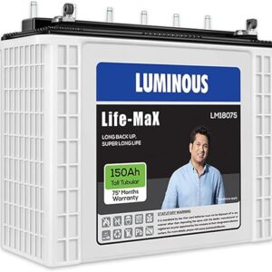 Luminous Life Max LM 18075 150 AH Tall Tubular Plate Inverter Battery for Home, Office & Shops