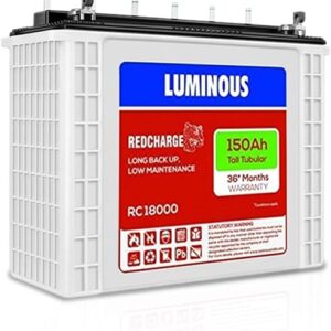 Luminous Red Charge RC 18000 150 Ah, Recyclable Tall Tubular Inverter Battery for Home, Office & Shops (Blue & White)