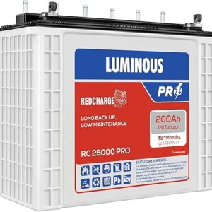 Luminous Red Charge RC 25000 PRO Battery for Home, Office & Shops | 200 Ah/12V Tall Tubular | Easy Installation | Durable and Reliable Inverter...