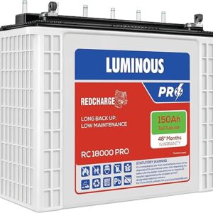 Luminous Tall Tubular Battery for Home, Office & Shops | Red Charge Durable and Reliable Inverter Battery | 48 Months Warranty (RC18000...