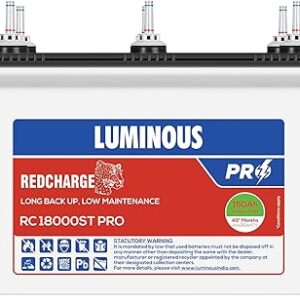 Luminous Tall Tubular Battery for Home, Office & Shops | Red Charge Durable and Reliable Inverter Battery | 48 Months Warranty (RC18000ST...