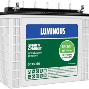 Luminous Tall Tubular Battery for Home, Office & Shops | Shakti Charge SC18060 150Ah | Durable and Reliable Inverter Battery | Minimum Maintenance...