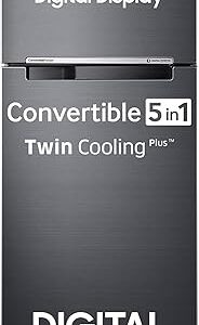 Samsung 322 L, 3 Star, Convertible 5-in-1 Digital Inverter with Display Frost Free Double Door Refrigerator (RT37C4523B1/HL, Black Matt, 2024 Model)